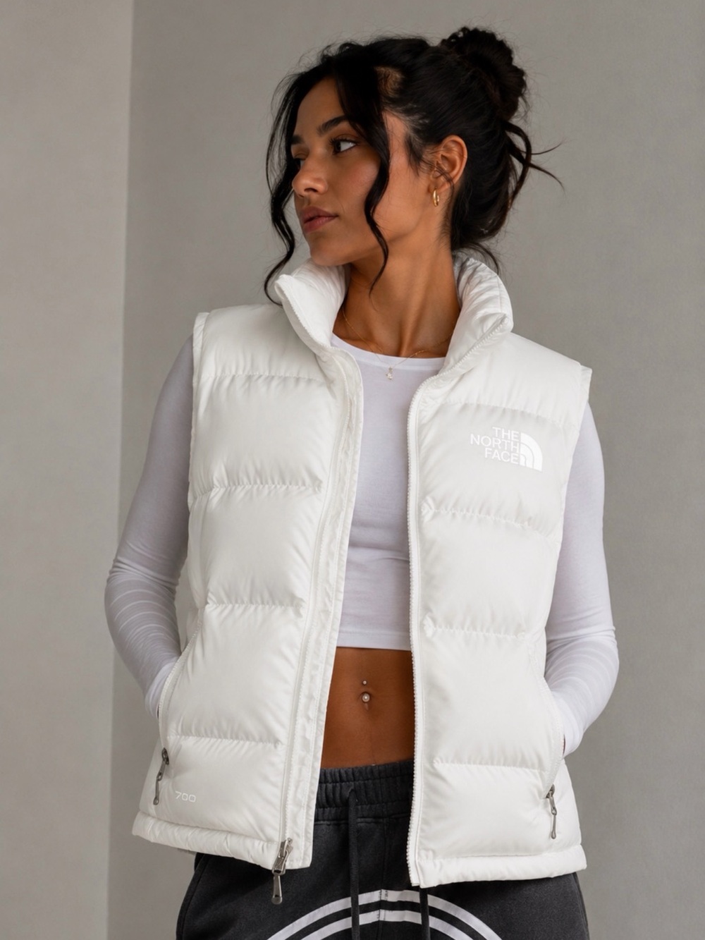 White North Face Puffer Vest XS